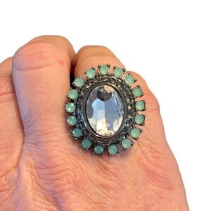 Beautiful Ornate Statement Ring with Halo Design